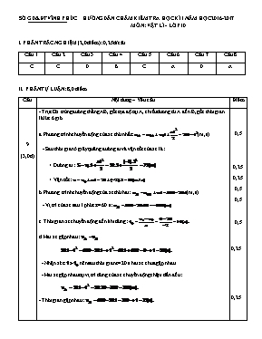 Đáp án đề kiểm tra học kì I Vật lí lớp 10 - Năm học 2016-2017 - Sở GD & ĐT Vĩnh Phúc